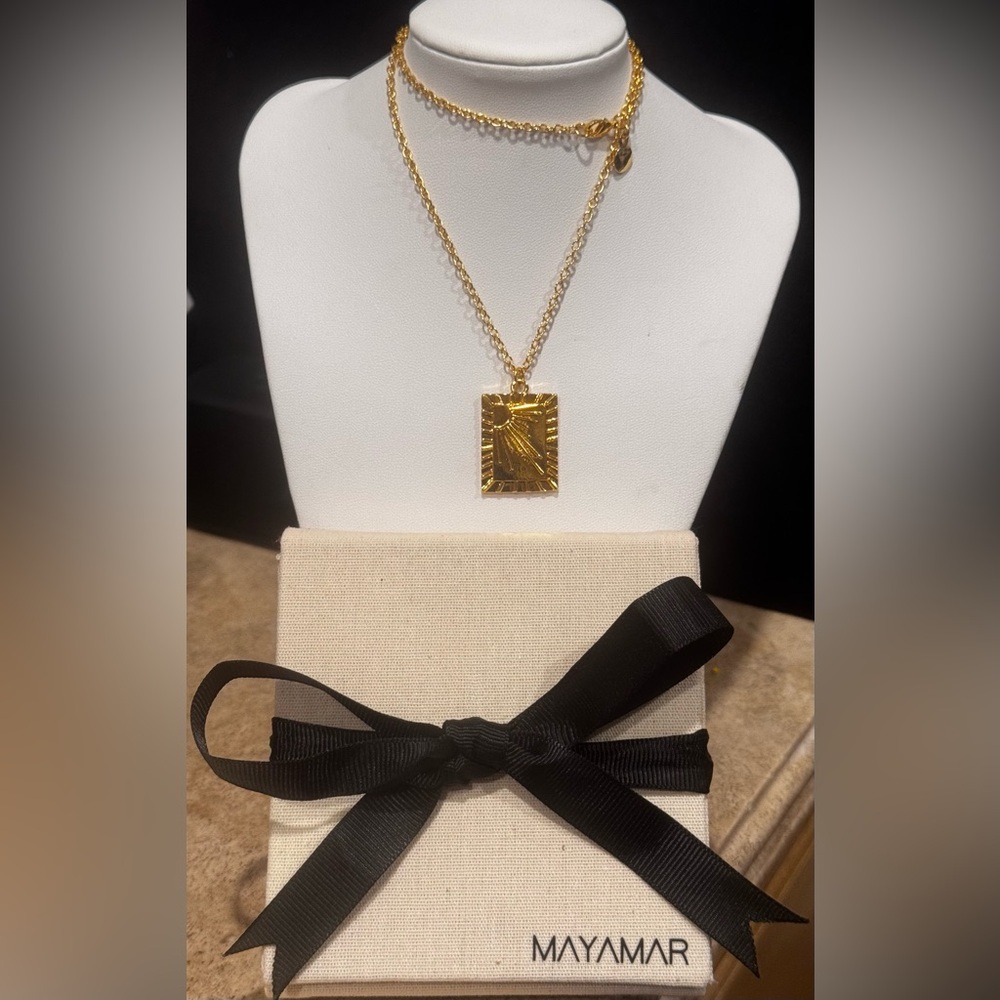 MAYAMAR 24K Gold Plated Sun Charm Necklace 19 inch